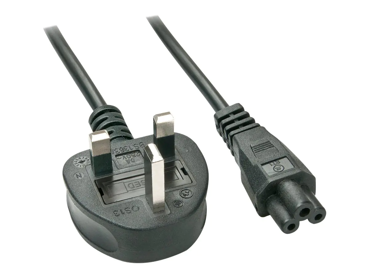 Lindy - Stromkabel - IEC 60320 C5 bis BS 1363 (M) - Wechselstrom 250 V - 5 A - 2 m - geformt - Schwarz - Großbritannien und Nordirland