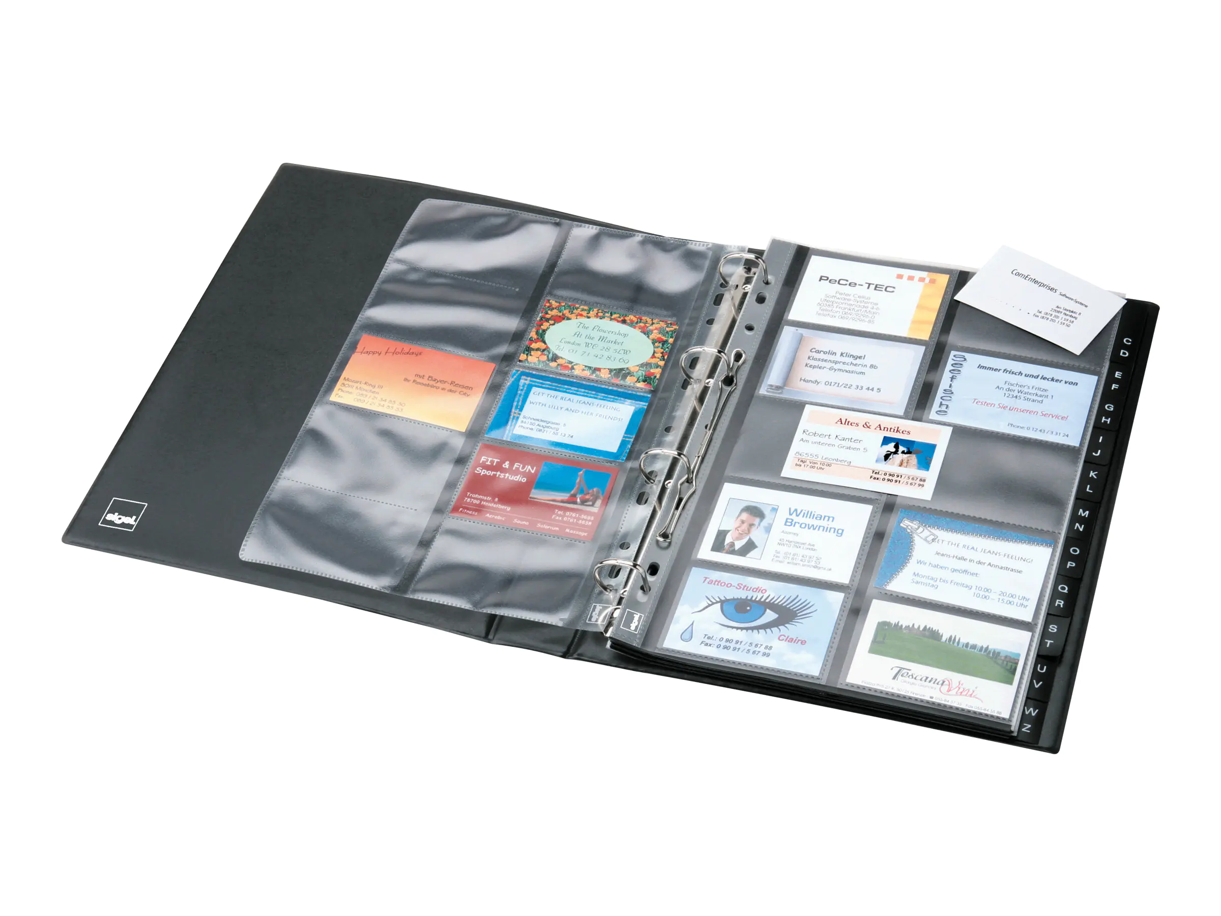 SIGEL Visitenkartenringbuch VZ301 max. 400Karten 20Hüllen schwarz