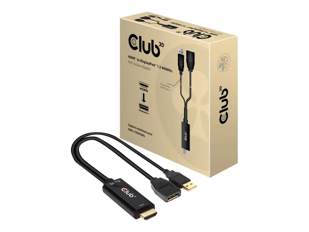 Club 3D - Videoadapter - HDMI männlich zu DisplayPort weiblich - 25 cm - 4K Unterstützung, aktiv