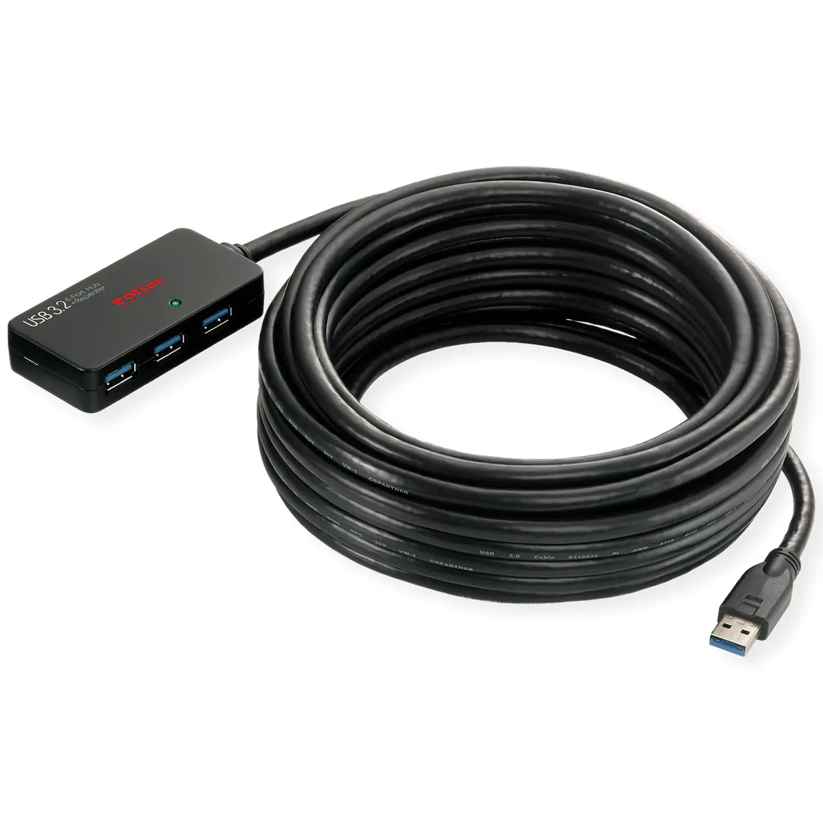 Roline USB 3.2 Gen1 Hub 4x mit Verlängerungskabel 10m