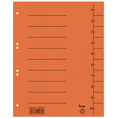 Bene Trennblatt DIN A4 Karton orange 100 St./Pack. Bene Trennblatt DIN A4 Karton orange 100 St./Pack.