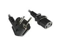 Helos - Stromkabel - power CEE 7/7 (M) gewinkelt zu power IEC 60320 C13 gerade - 250 V - 10 A - 5 m - Schwarz