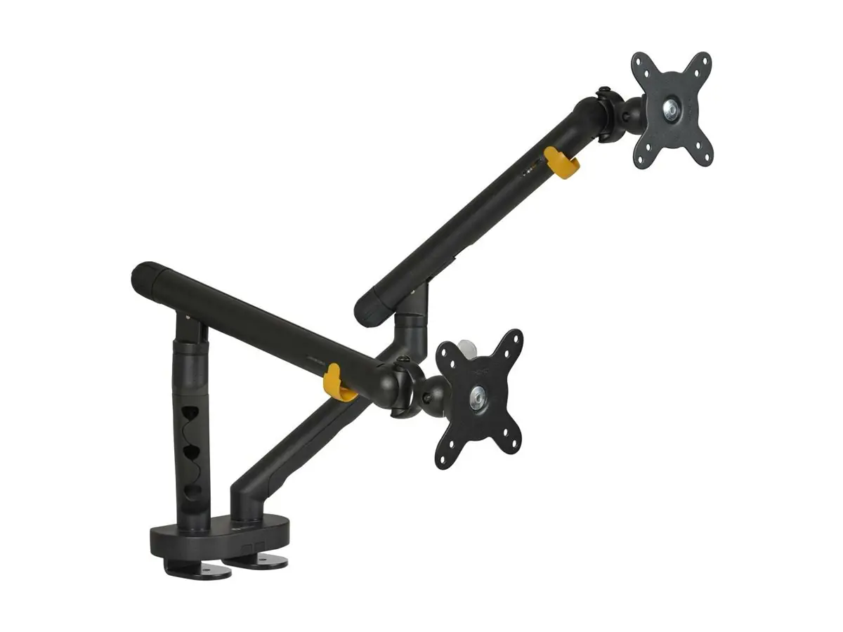 Bakker Elkhuizen Flexible Dual - Befestigungskit - verstellbare doppelte Arme mit mechanischer Feder - für 2 Monitore - Aluminium, Stahl, ABS-Kunststoff, thermoplastischer Gummi (TPR), Polyamid (PA6) - weiß - Bildschirmgröße: 43.18-88.9 cm (for flat scree