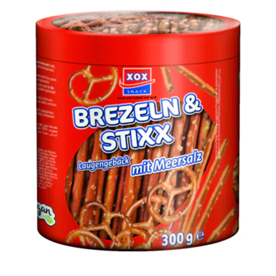 Gebäck Brezeln & Stixx 300 g/Pack. Gebäck Brezeln & Stixx 300 g/Pack.
