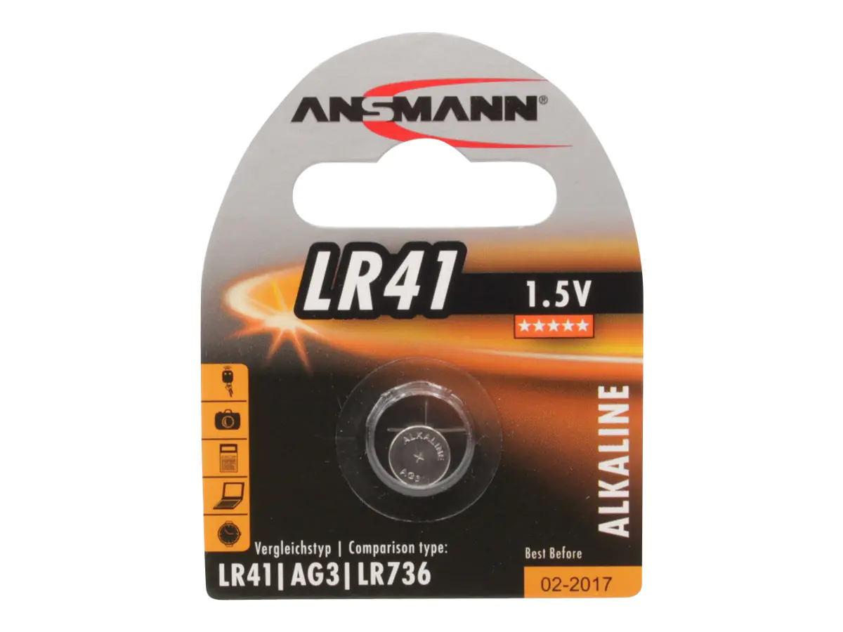 Ansmann Knopfbatterie LR41 1,5V 1er Blister Alkaline 5015332 Ansmann Knopfbatterie LR41 1,5V 1er Blister Alkaline 5015332