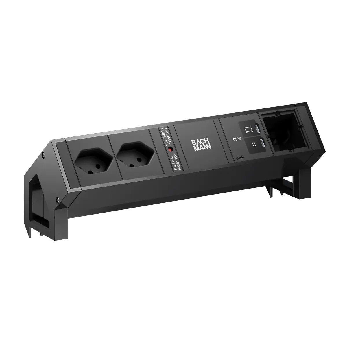 Bachmann DESK2 2xCH 90° 1xUSB C/C 65W 1xCM RAL9005 schwarz - Zubehör Stromversorgung BM0024279
